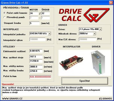 Drive calc zami 3.JPG (77.7 KiB) Zobrazeno 6074 x Nastavení osy Y pro zami s 2000 kroků/ot.