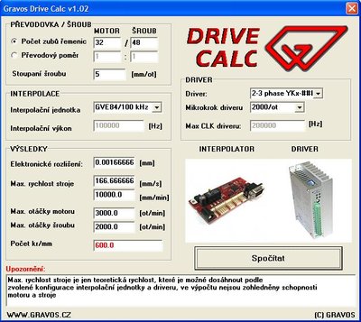 Drive calc zami 4.JPG (76.83 KiB) Zobrazeno 5934 x Nové nastavení osy X 32/48 (motor/matice) 2000 kroků/ot.