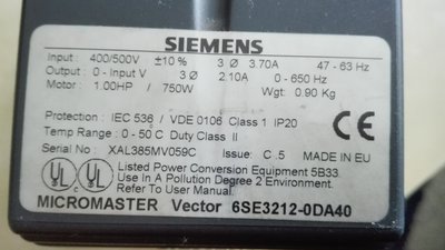 Vector 6SE3212-0DA40 750W